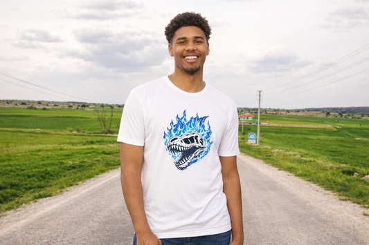 Blue Flame Dino Skull T-Shirt