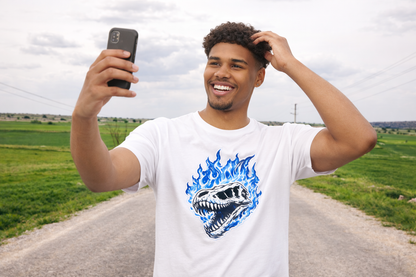 Blue Flame Dino Skull T-Shirt