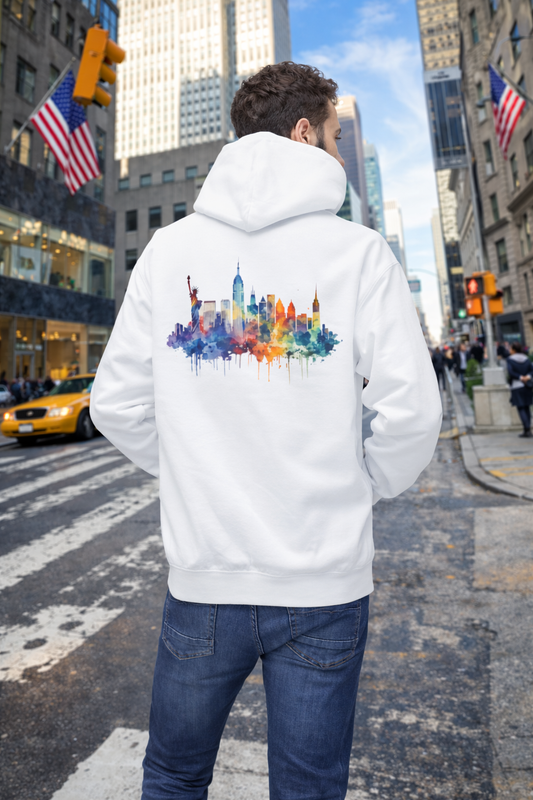 New York Skyline Watercolor Hoodie