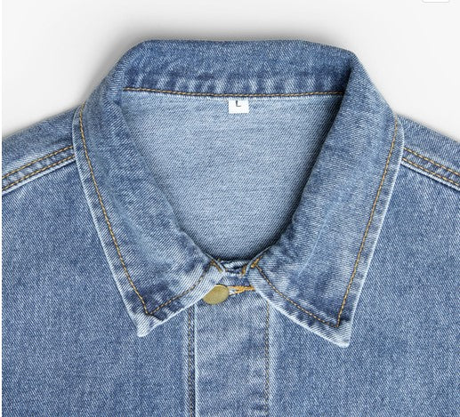 Denim Jacket — Striped Cross Back Graphic