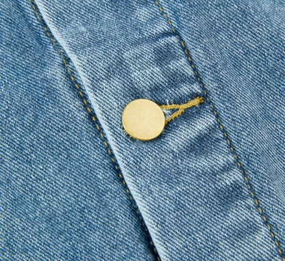 Denim Jacket — Striped Cross Back Graphic