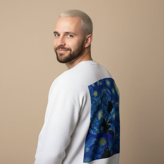 Calm Is a Weapon Sweatshirt — Starry Night Rose Graphic Crewneck
