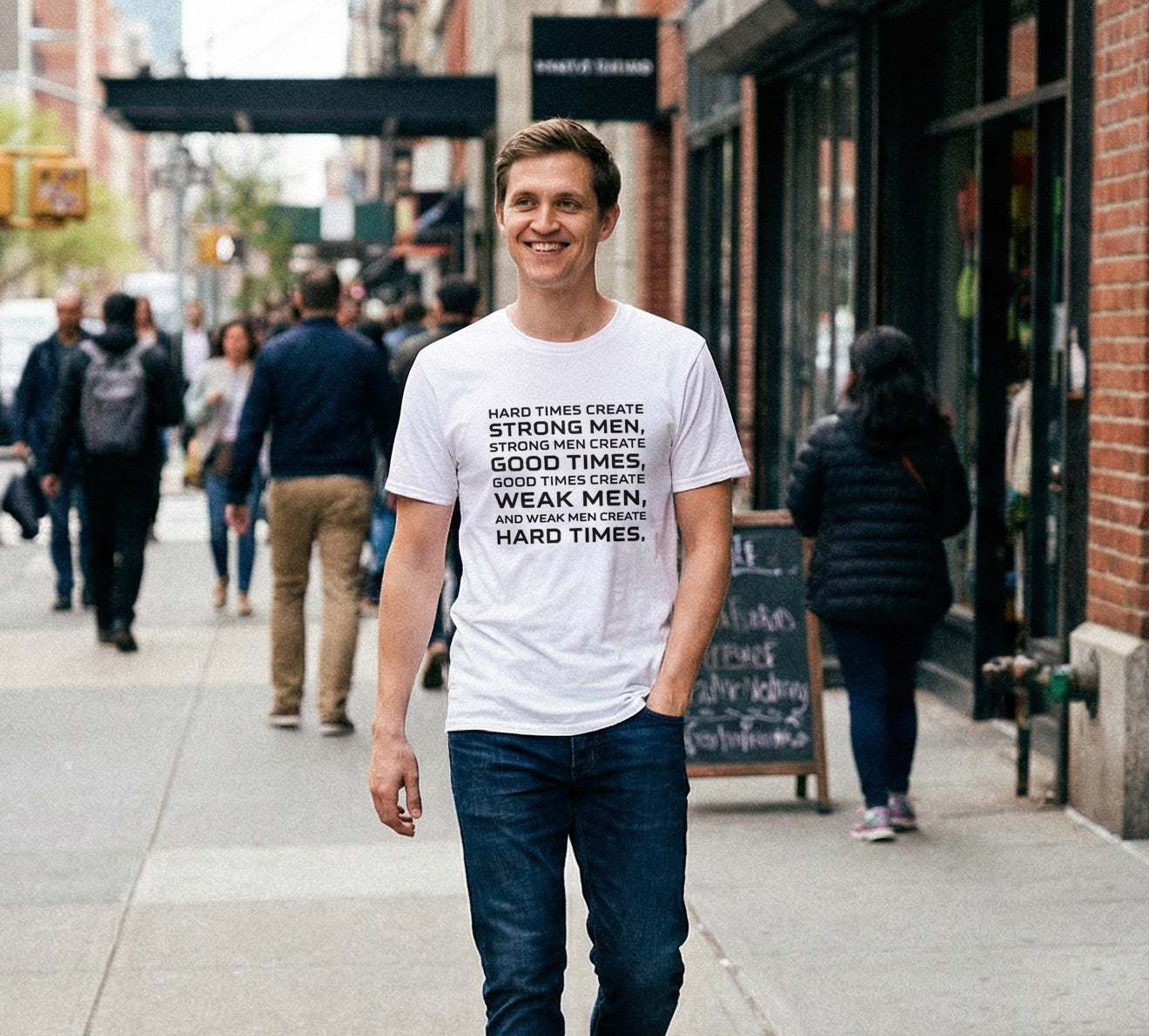 Hard Times Create Strong Men Quote T-Shirt