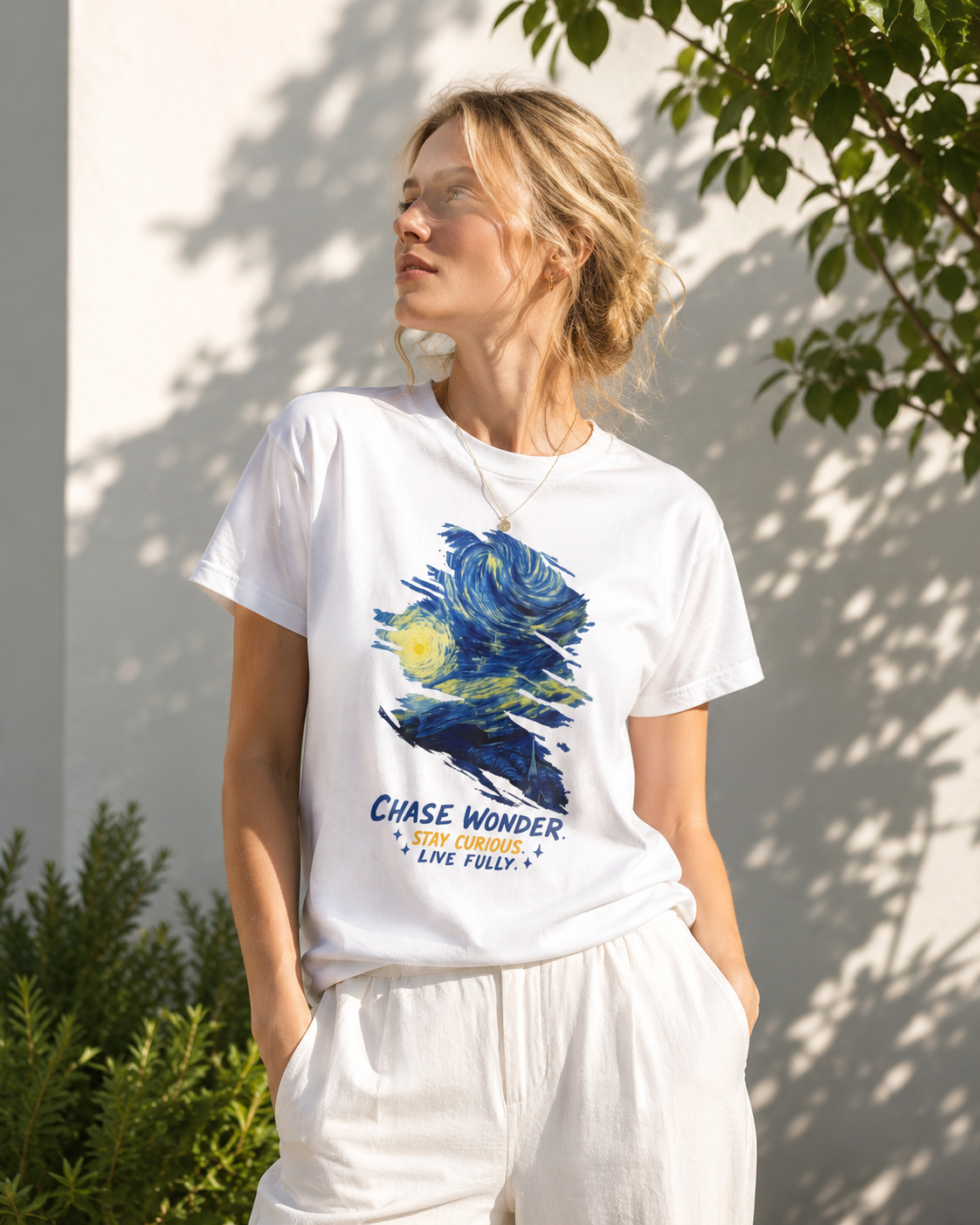 Chase Wonder 'Live Fully' Starry Night Graphic Tee