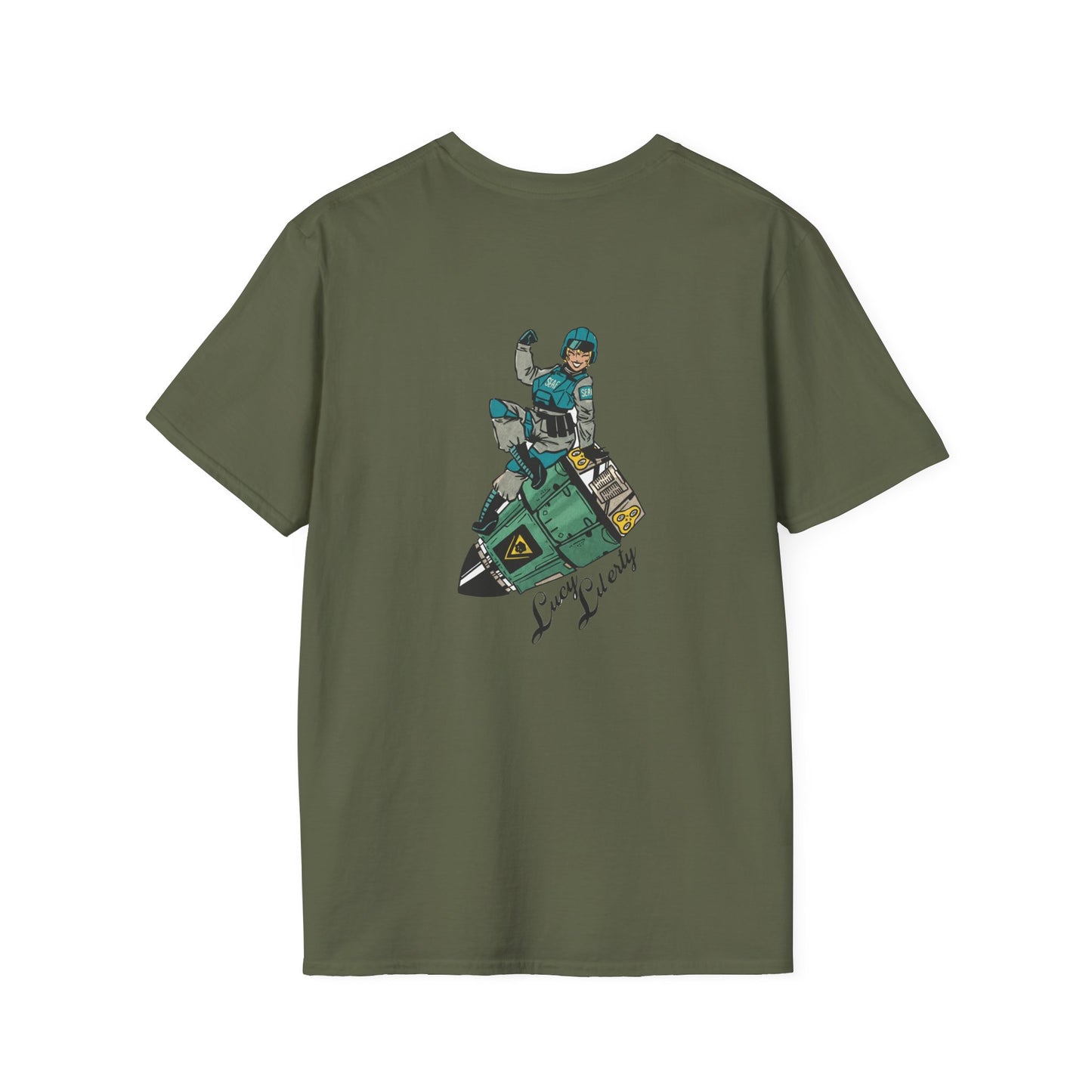 Helldriver Lucy Liberty T-Shirt — Retro Watersport Illustration ("Live Fast, Stay Salty")
