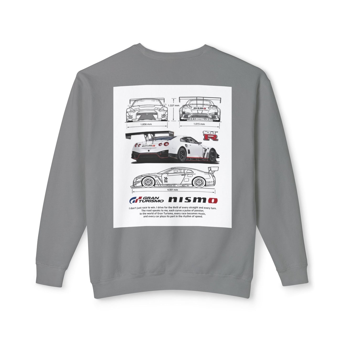 Racing Blueprint Crewneck Sweatshirt — NISMO GT-R Technical Sketch Back