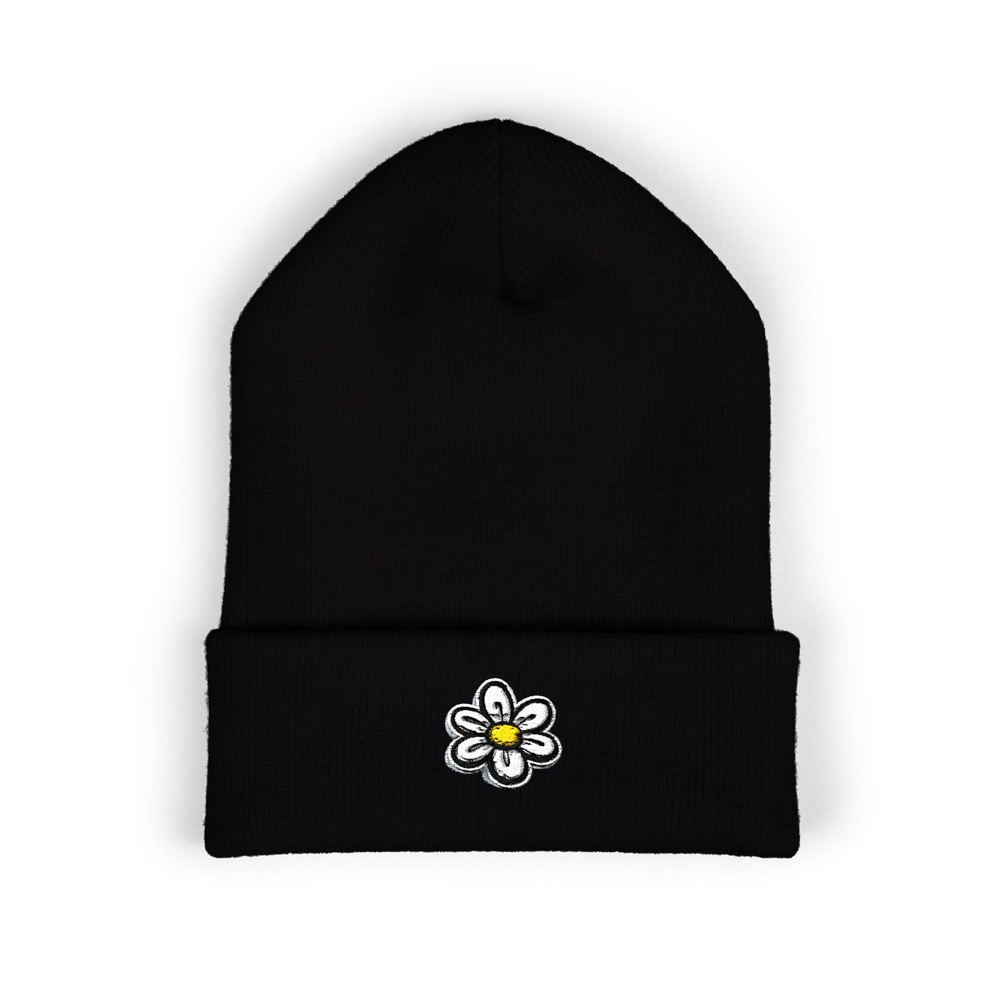 Daisy Embroidered Cuffed Beanie