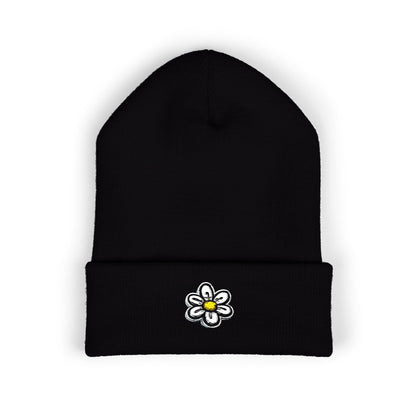 Daisy Embroidered Cuffed Beanie
