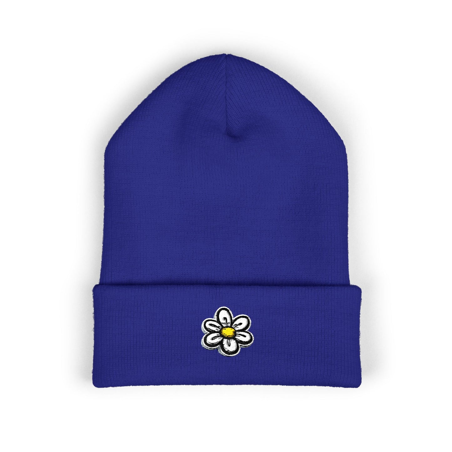 Daisy Embroidered Cuffed Beanie