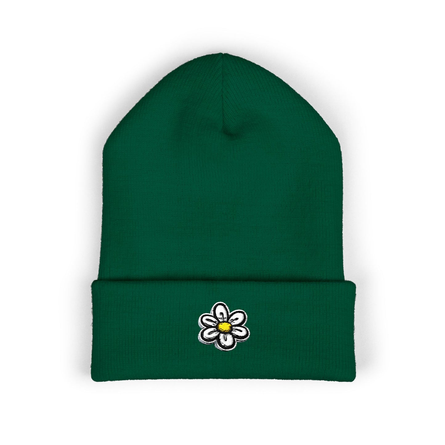 Daisy Embroidered Cuffed Beanie