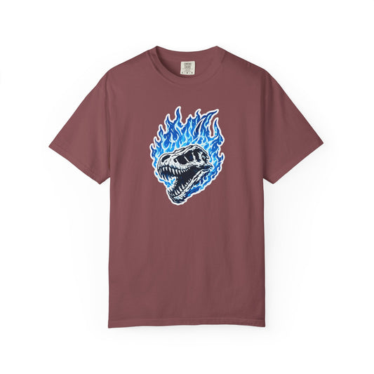 Blue Flame Dino Skull T-Shirt