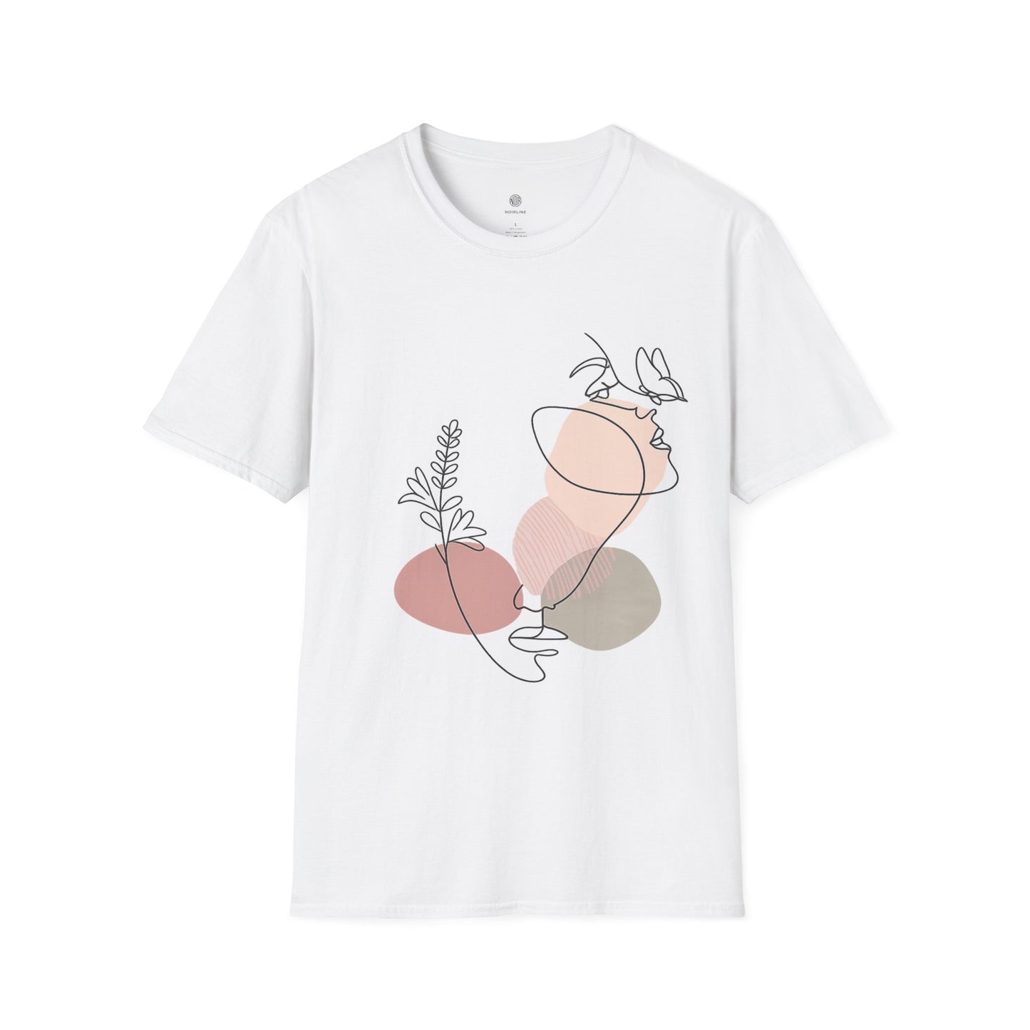 Abstract Line Art Vase T-Shirt — Minimalist Floral Face Graphic