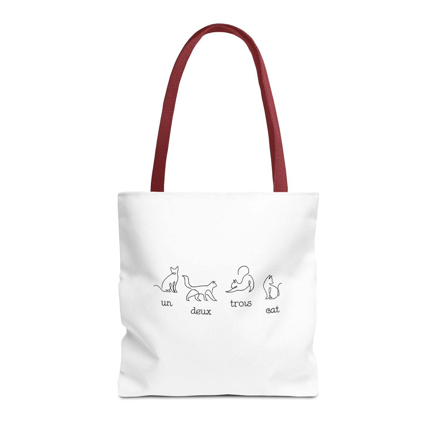 Cat Count Tote — minimalist "un, deux, trois" kitten illustration tote bag