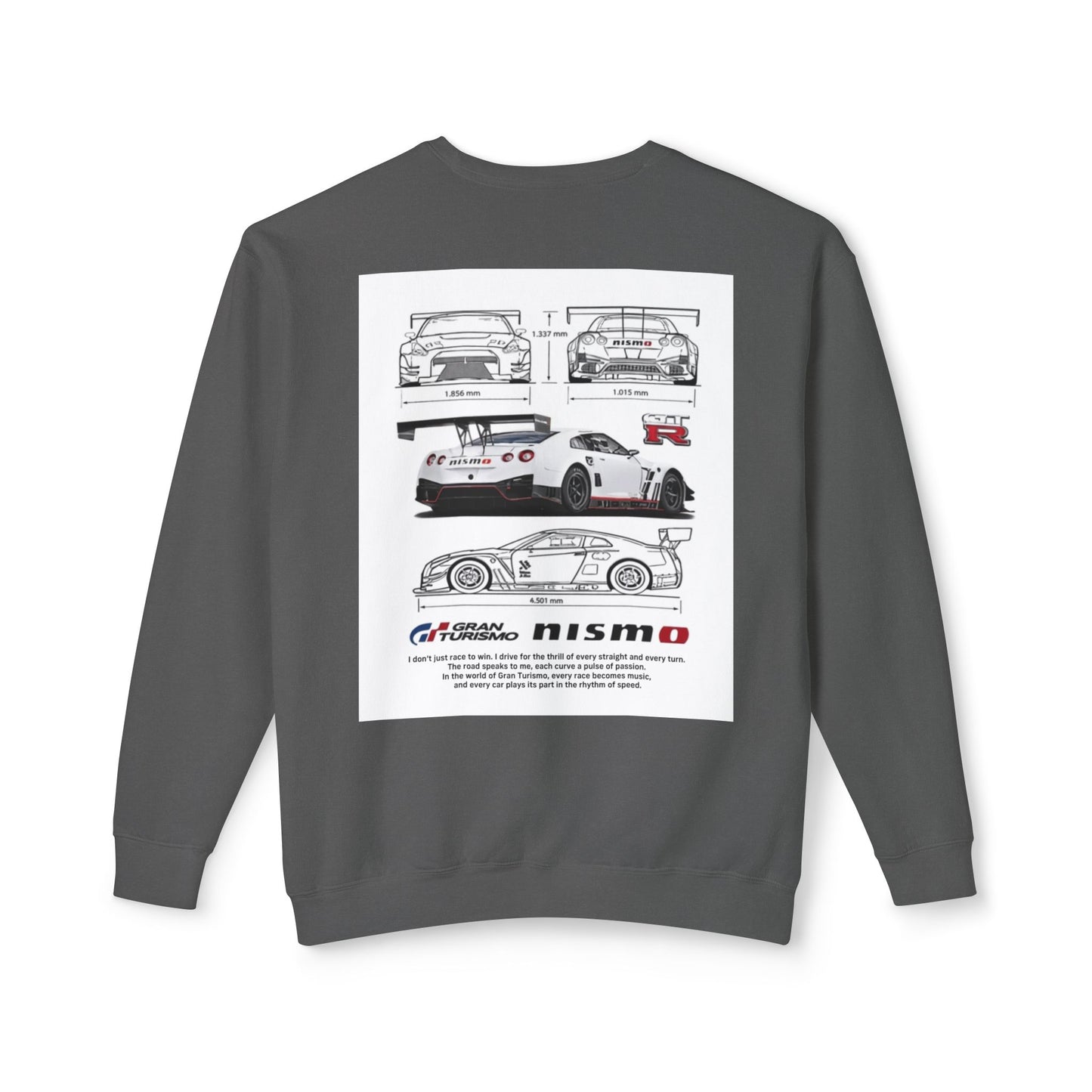 Racing Blueprint Crewneck Sweatshirt — NISMO GT-R Technical Sketch Back