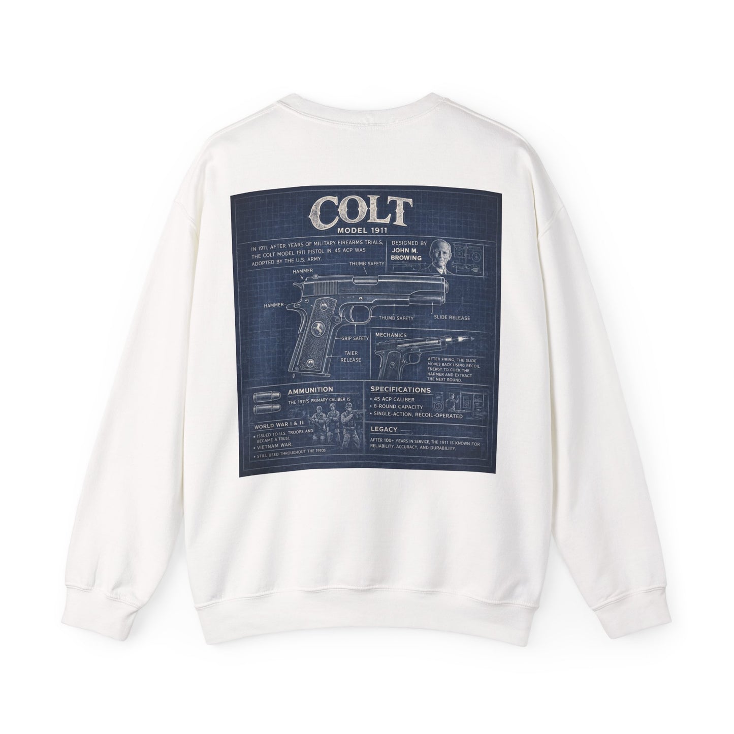 Colt 1911 Blueprint Crewneck Sweatshirt