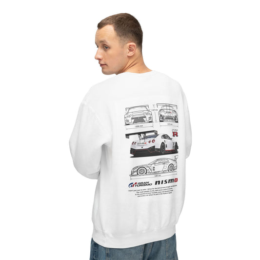 Racing Blueprint Crewneck Sweatshirt — NISMO GT-R Technical Sketch Back