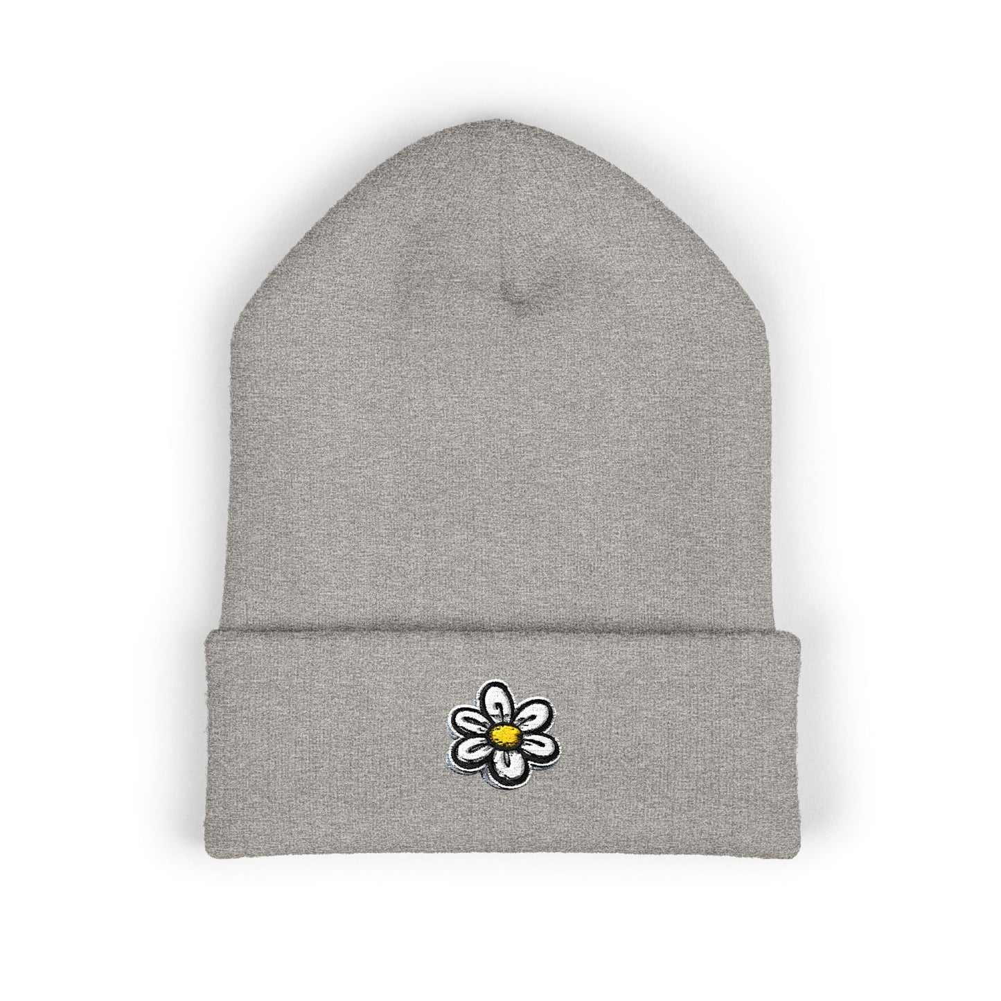 Daisy Embroidered Cuffed Beanie