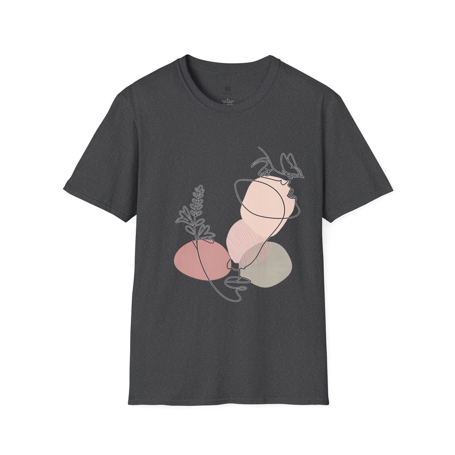 Abstract Line Art Vase T-Shirt — Minimalist Floral Face Graphic