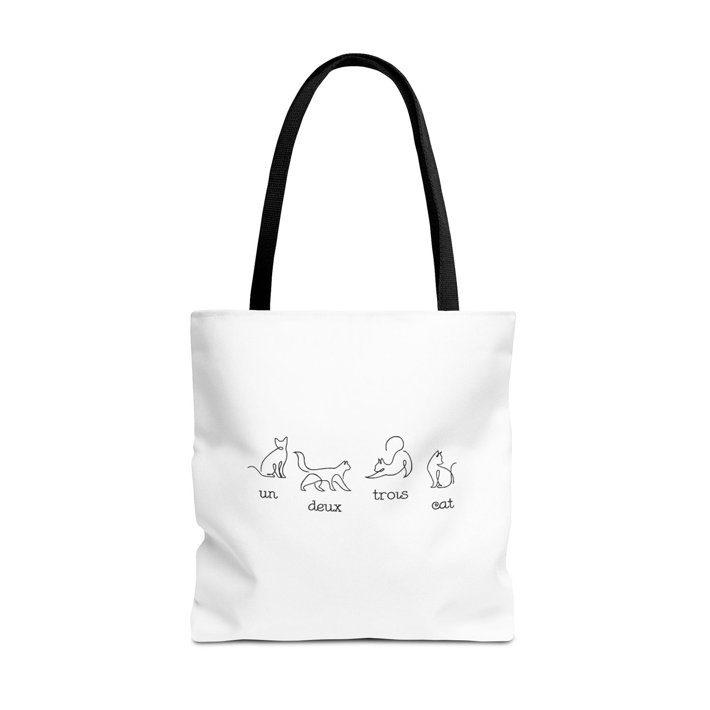 Cat Count Tote — minimalist "un, deux, trois" kitten illustration tote bag