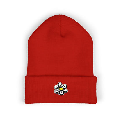 Daisy Embroidered Cuffed Beanie