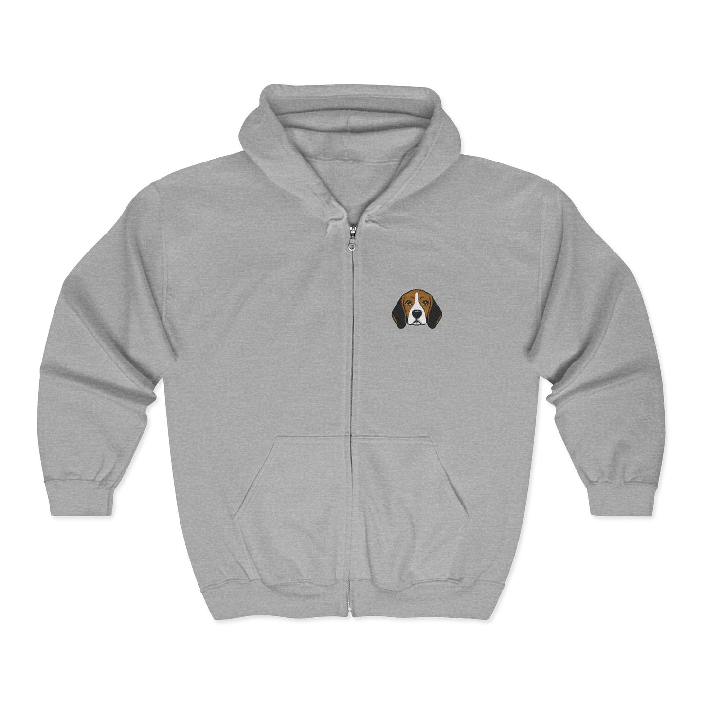 Beagle Portrait Zip Hoodie — Cute Dog Face Full‑Zip Sweatshirt