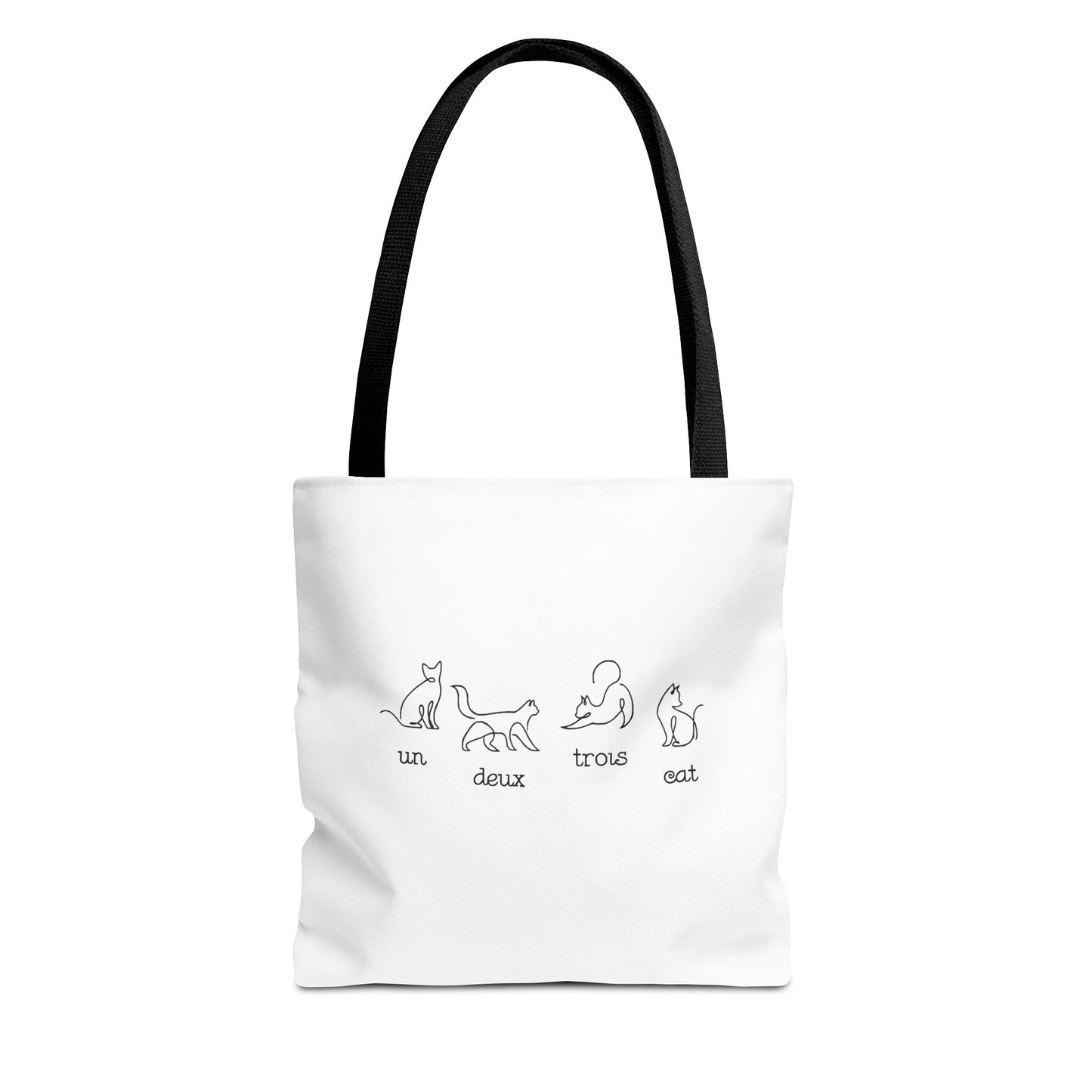 Cat Count Tote — minimalist "un, deux, trois" kitten illustration tote bag