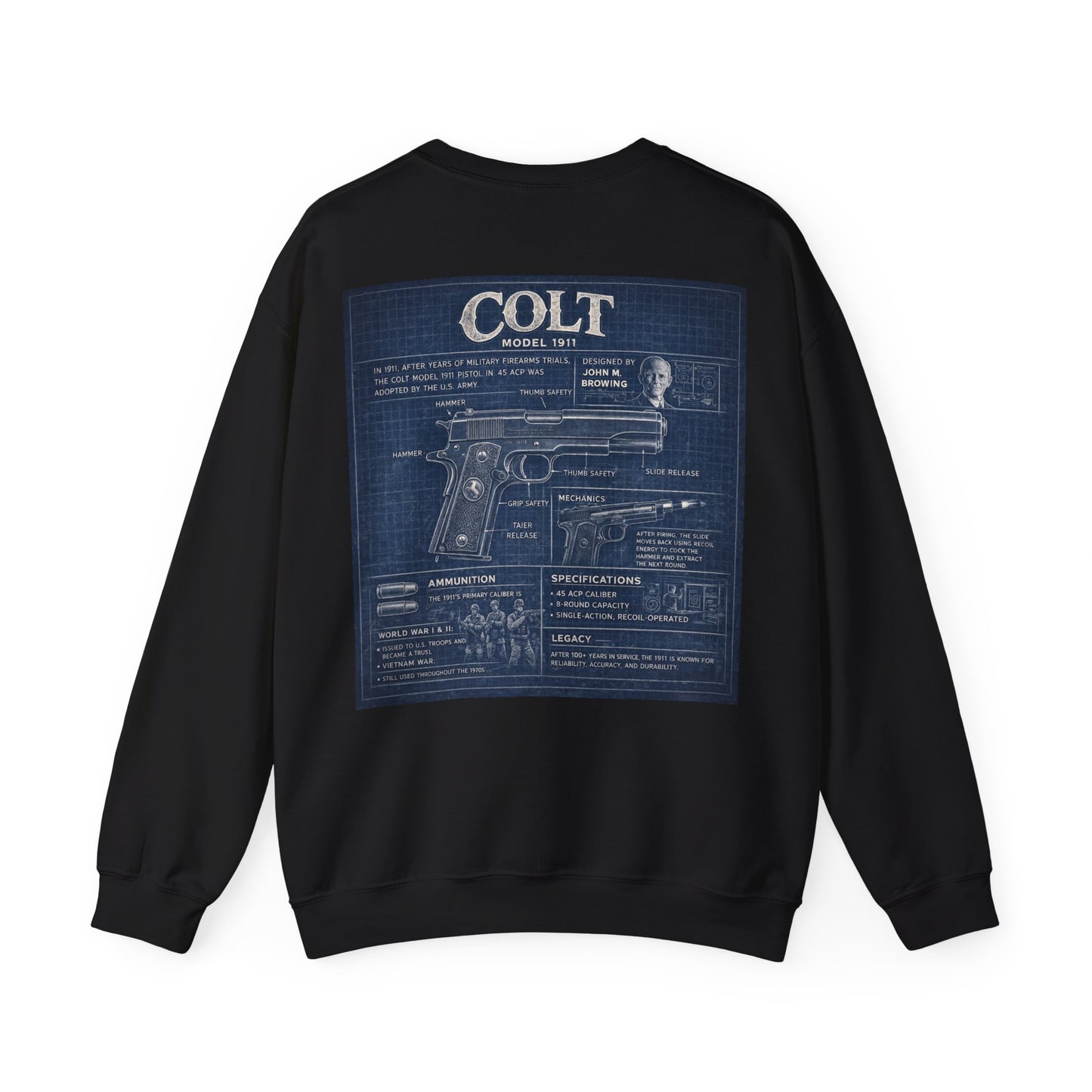 Colt 1911 Blueprint Crewneck Sweatshirt