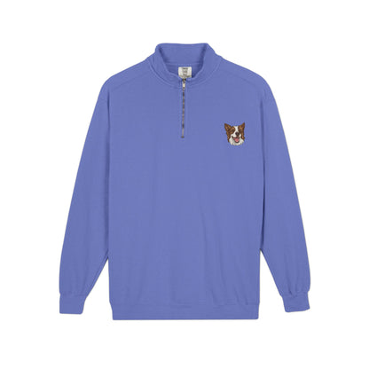 Embroidered Australian Shepherd Quarter‑Zip Sweatshirt — Cozy Dog Lover Pullover