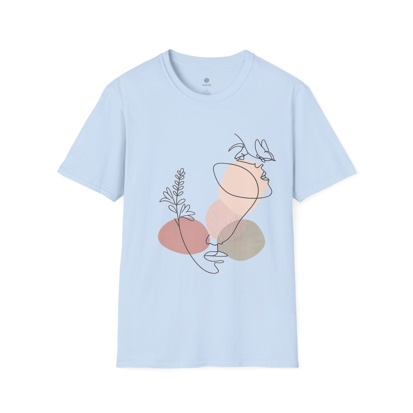 Abstract Line Art Vase T-Shirt — Minimalist Floral Face Graphic