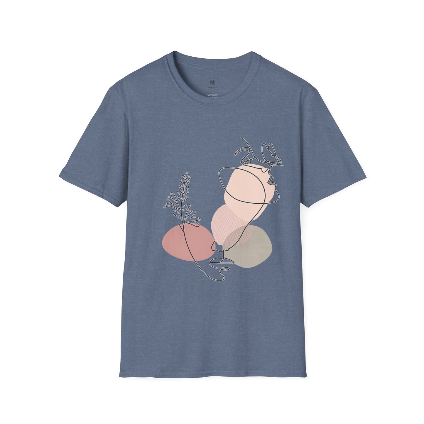 Abstract Line Art Vase T-Shirt — Minimalist Floral Face Graphic