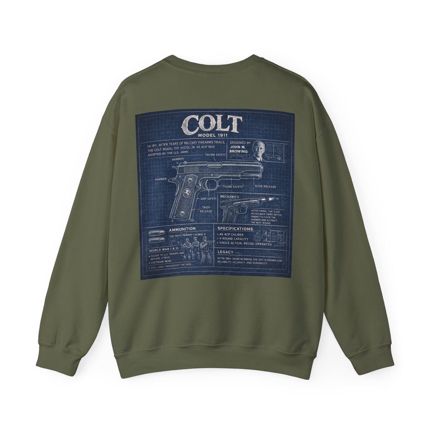 Colt 1911 Blueprint Crewneck Sweatshirt