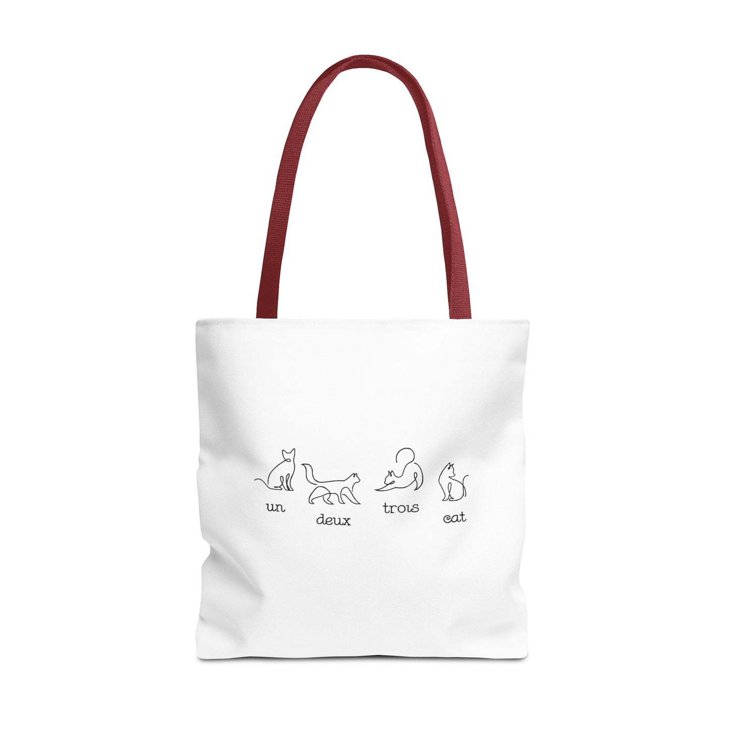 Cat Count Tote — minimalist "un, deux, trois" kitten illustration tote bag