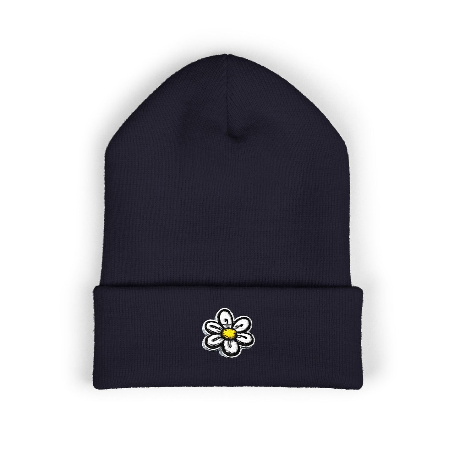 Daisy Embroidered Cuffed Beanie