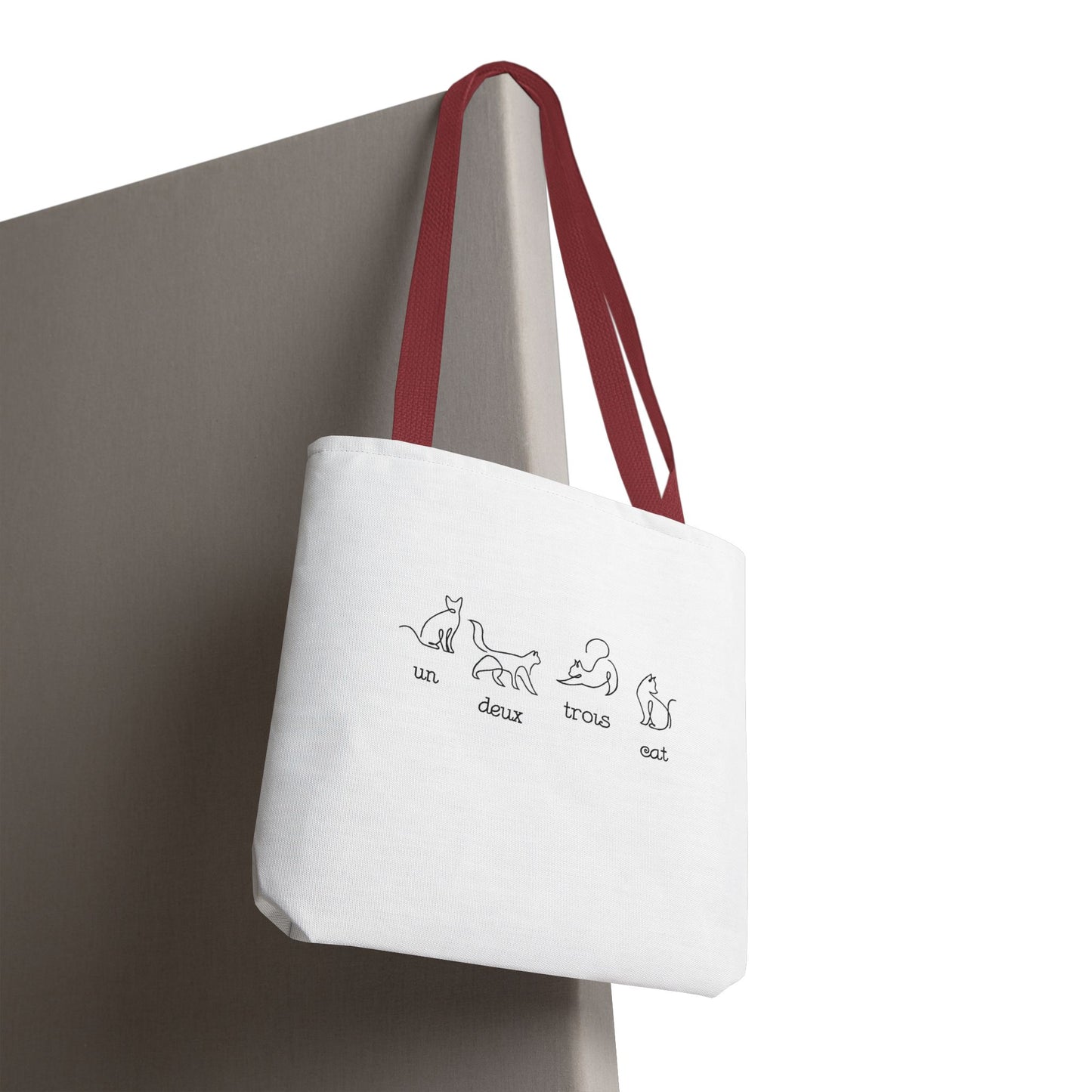 Cat Count Tote — minimalist "un, deux, trois" kitten illustration tote bag