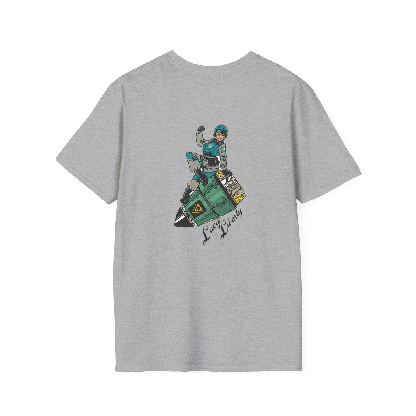 Helldriver Lucy Liberty T-Shirt — Retro Watersport Illustration ("Live Fast, Stay Salty")