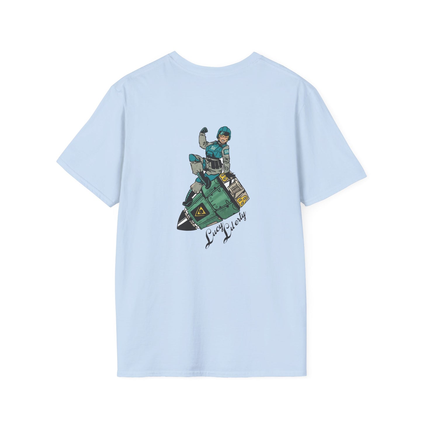 Helldriver Lucy Liberty T-Shirt — Retro Watersport Illustration ("Live Fast, Stay Salty")