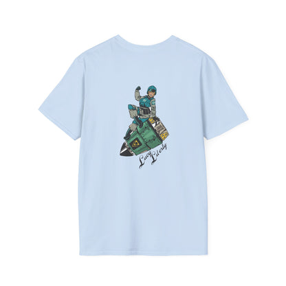 Helldriver Lucy Liberty T-Shirt — Retro Watersport Illustration ("Live Fast, Stay Salty")