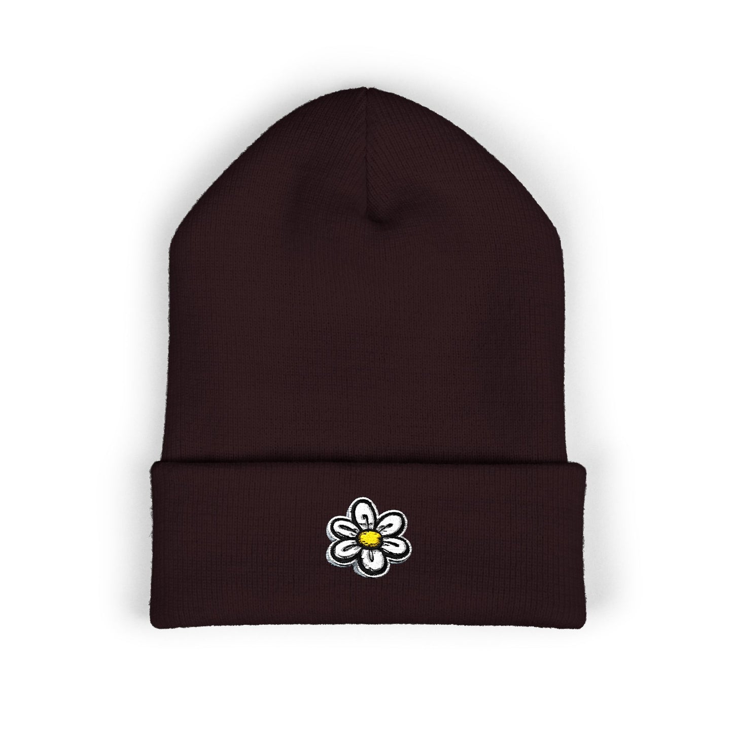 Daisy Embroidered Cuffed Beanie