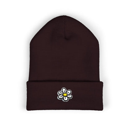 Daisy Embroidered Cuffed Beanie