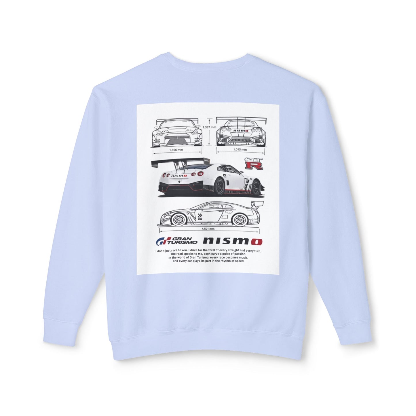 Racing Blueprint Crewneck Sweatshirt — NISMO GT-R Technical Sketch Back