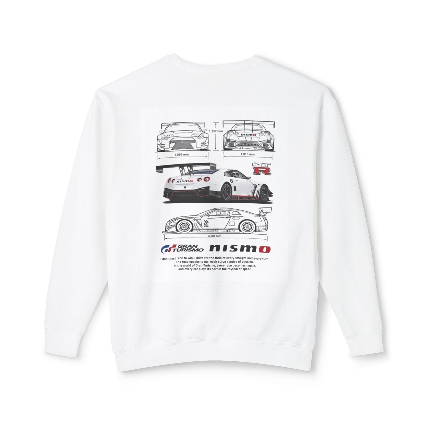 Racing Blueprint Crewneck Sweatshirt — NISMO GT-R Technical Sketch Back