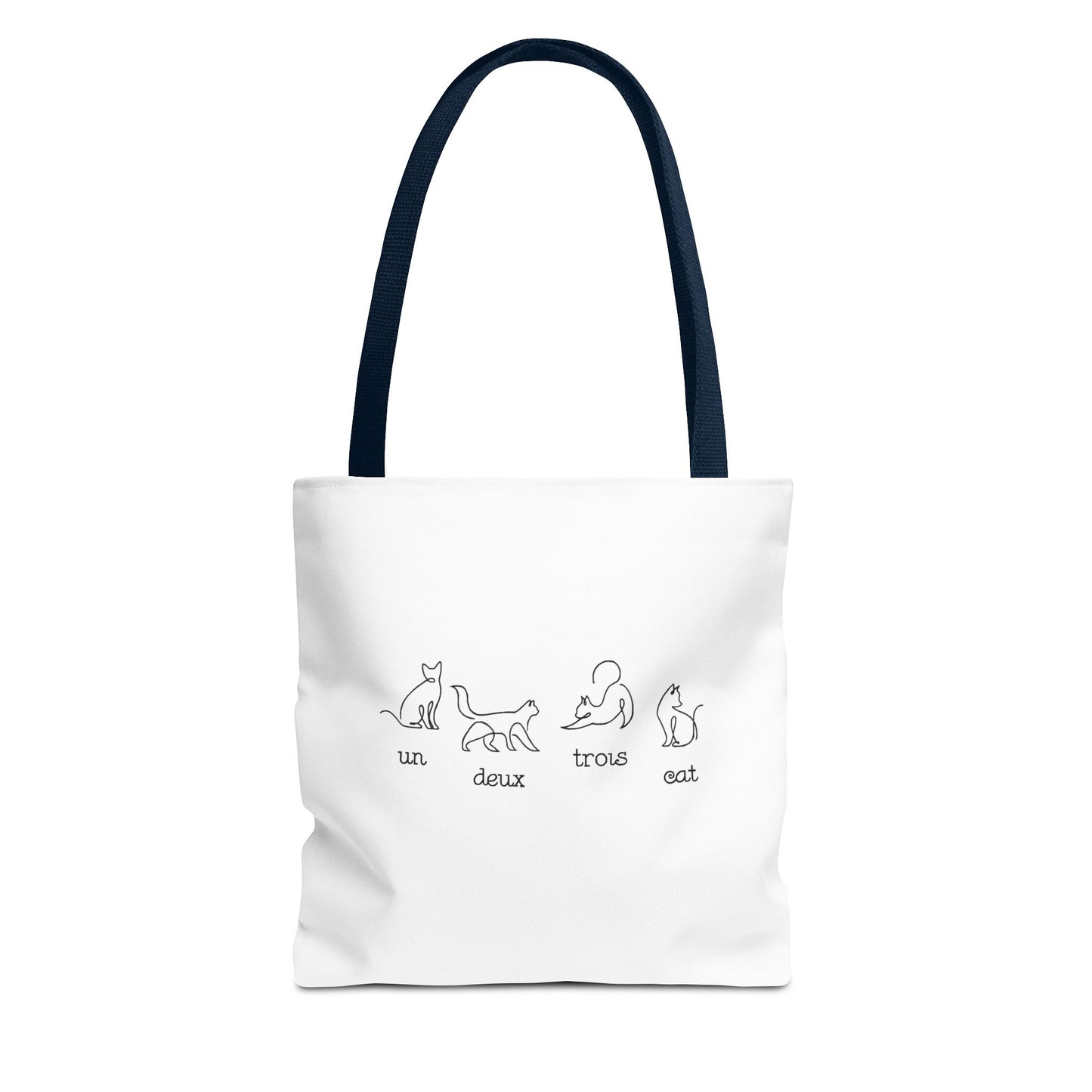 Cat Count Tote — minimalist "un, deux, trois" kitten illustration tote bag