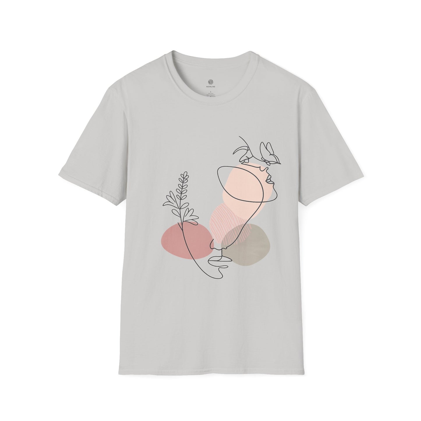 Abstract Line Art Vase T-Shirt — Minimalist Floral Face Graphic