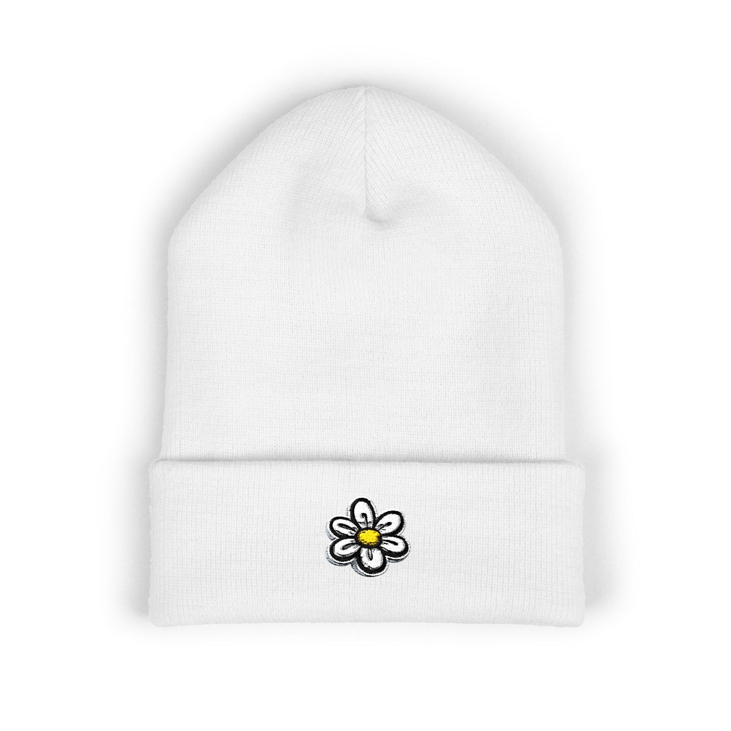 Daisy Embroidered Cuffed Beanie