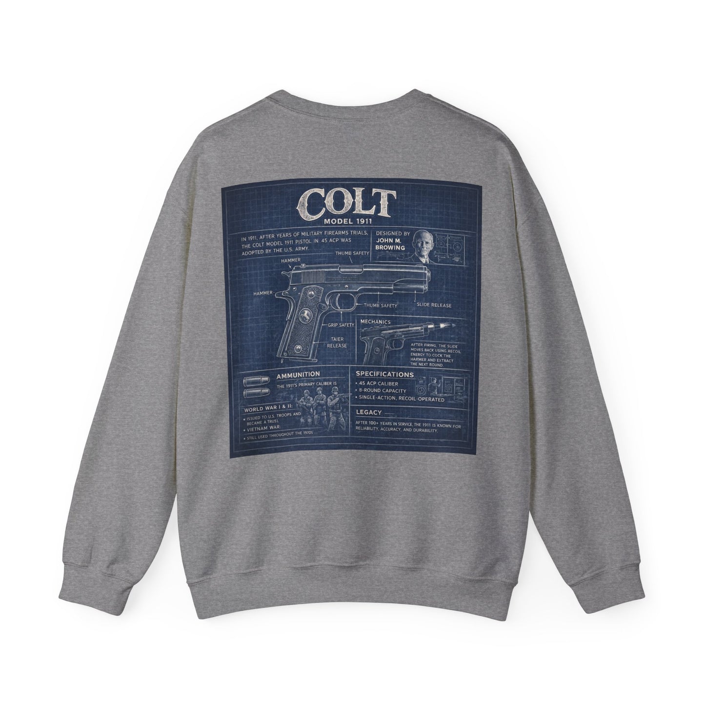 Colt 1911 Blueprint Crewneck Sweatshirt