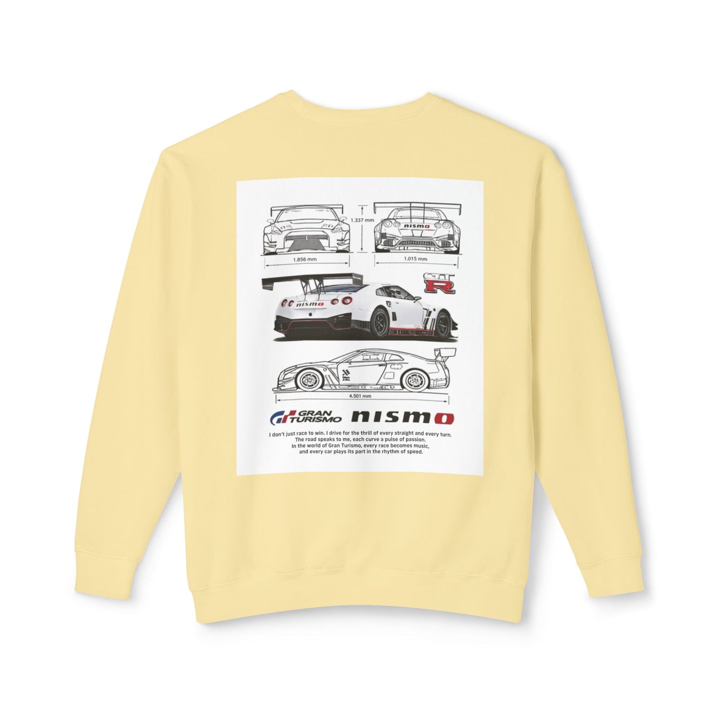 Racing Blueprint Crewneck Sweatshirt — NISMO GT-R Technical Sketch Back