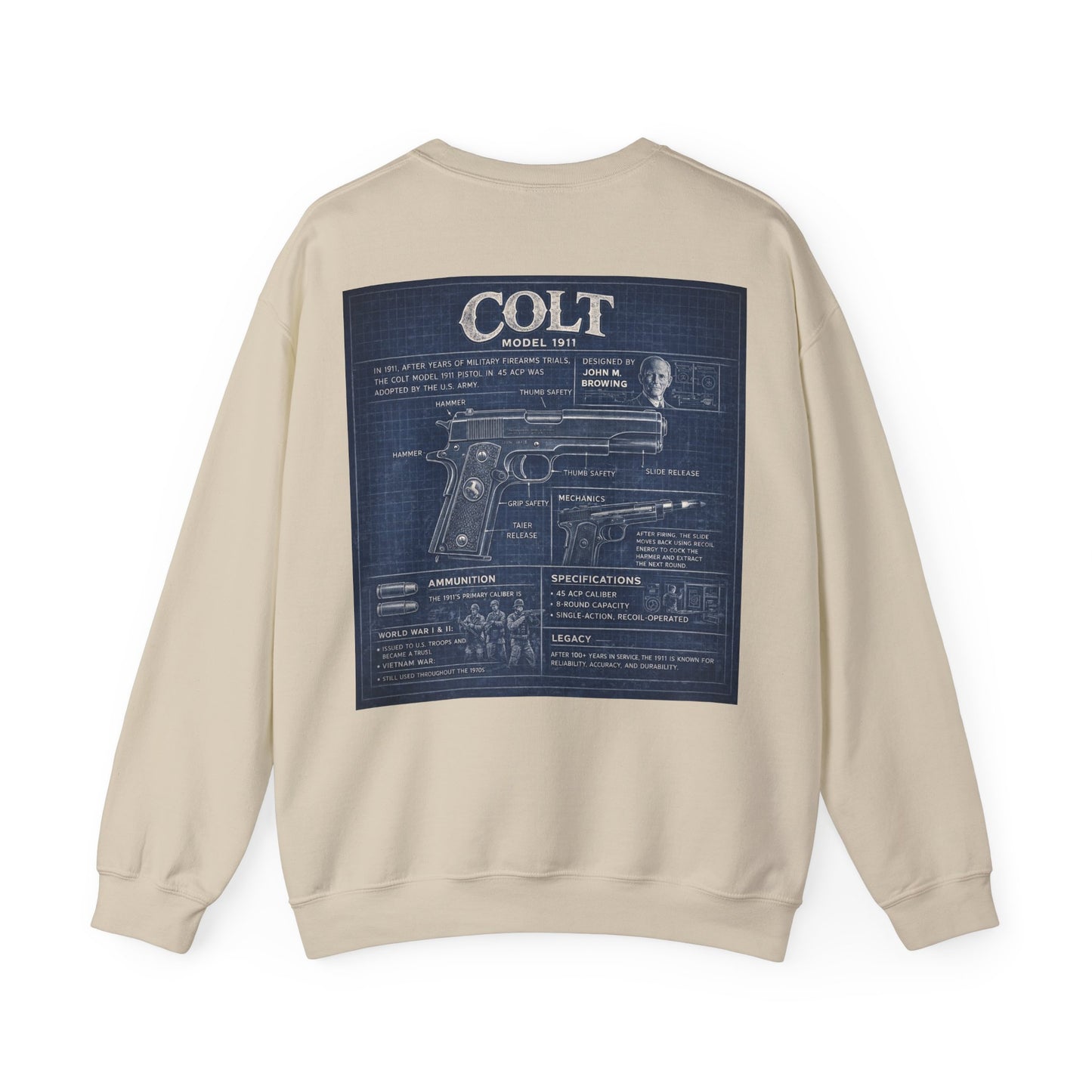 Colt 1911 Blueprint Crewneck Sweatshirt