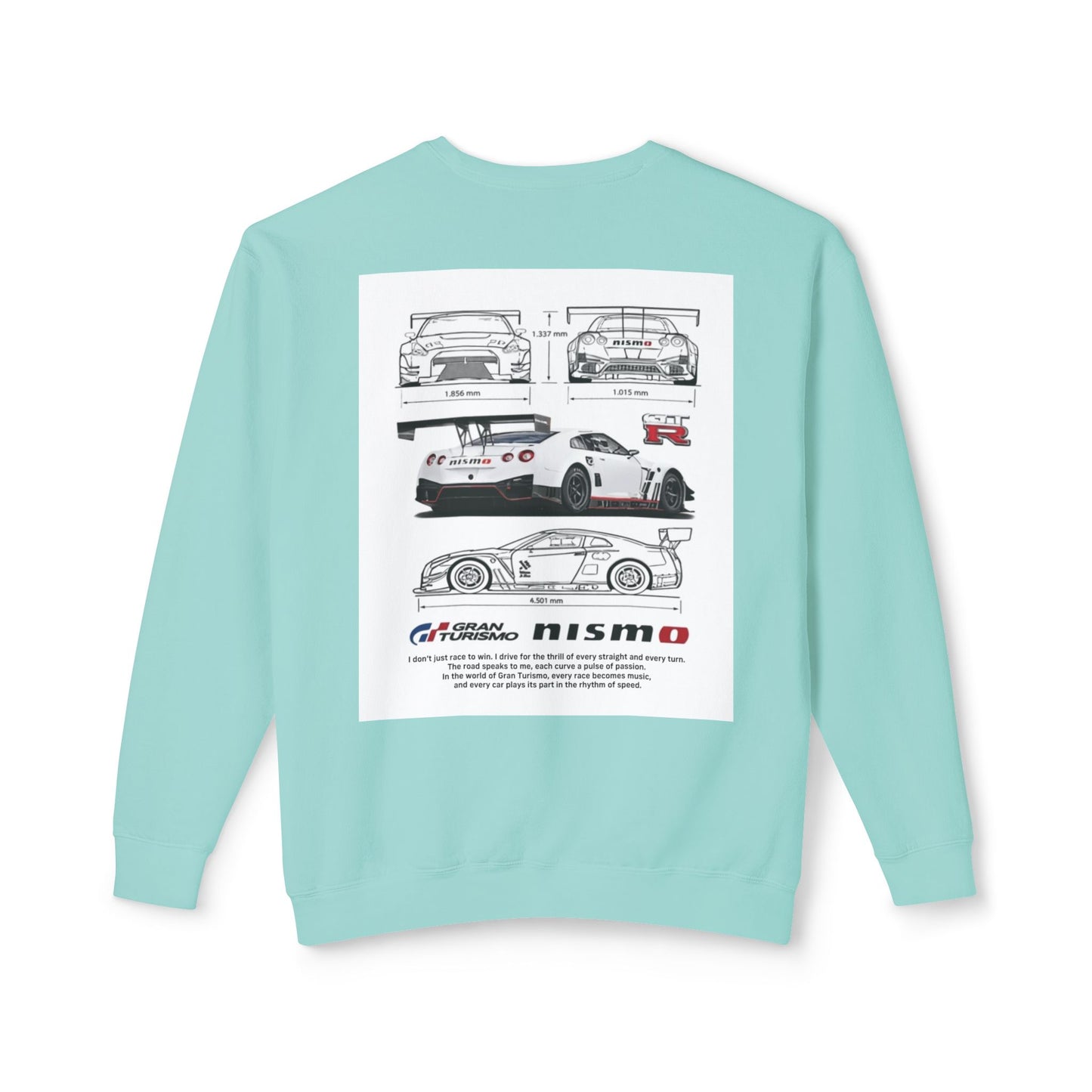 Racing Blueprint Crewneck Sweatshirt — NISMO GT-R Technical Sketch Back
