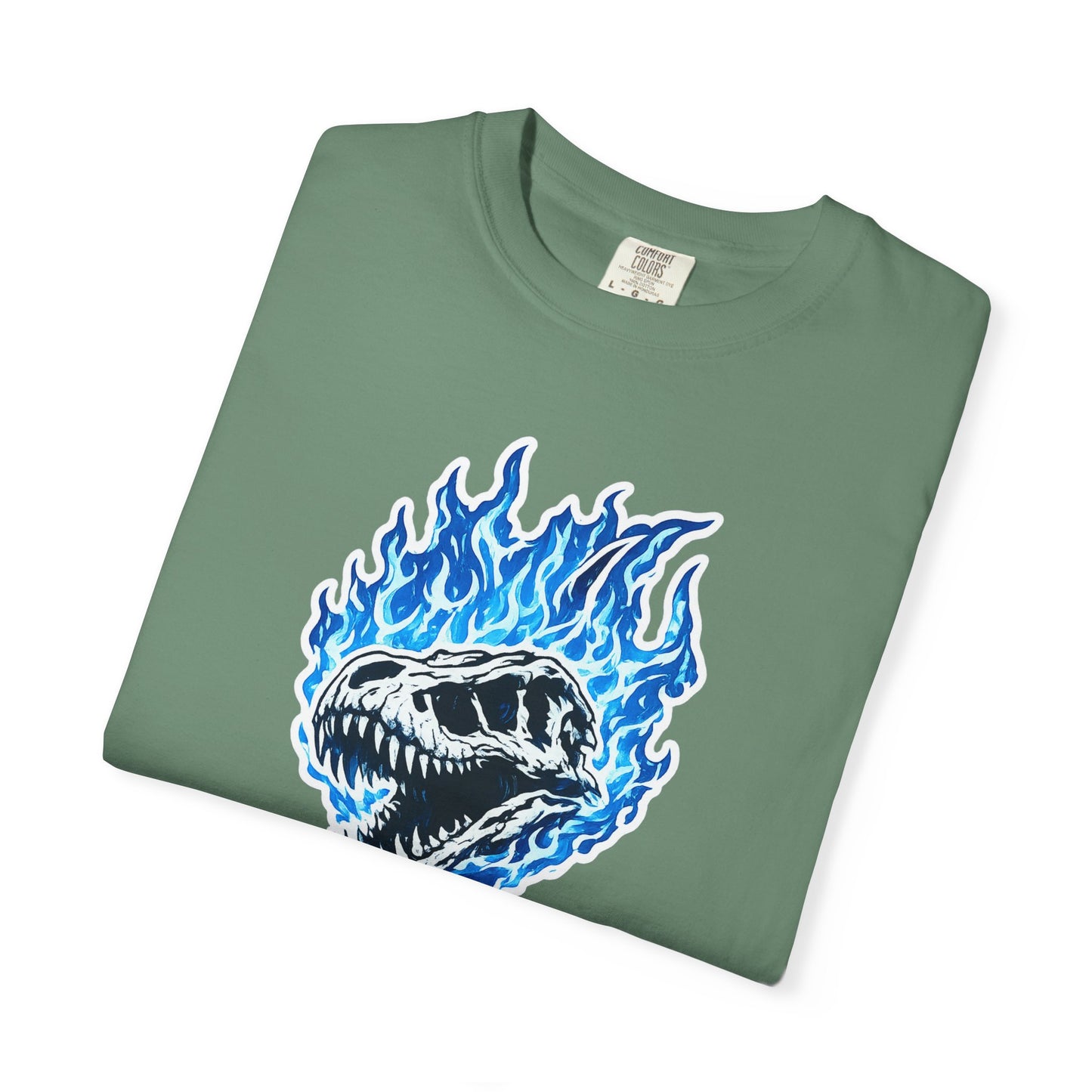 Blue Flame Dino Skull T-Shirt