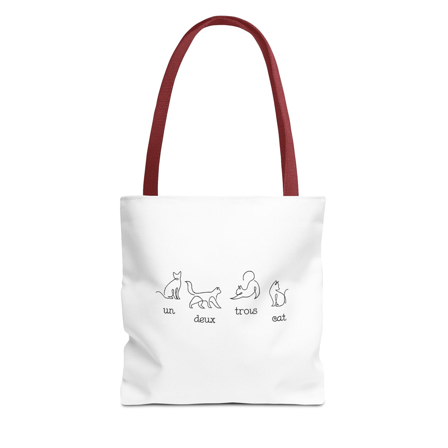 Cat Count Tote — minimalist "un, deux, trois" kitten illustration tote bag